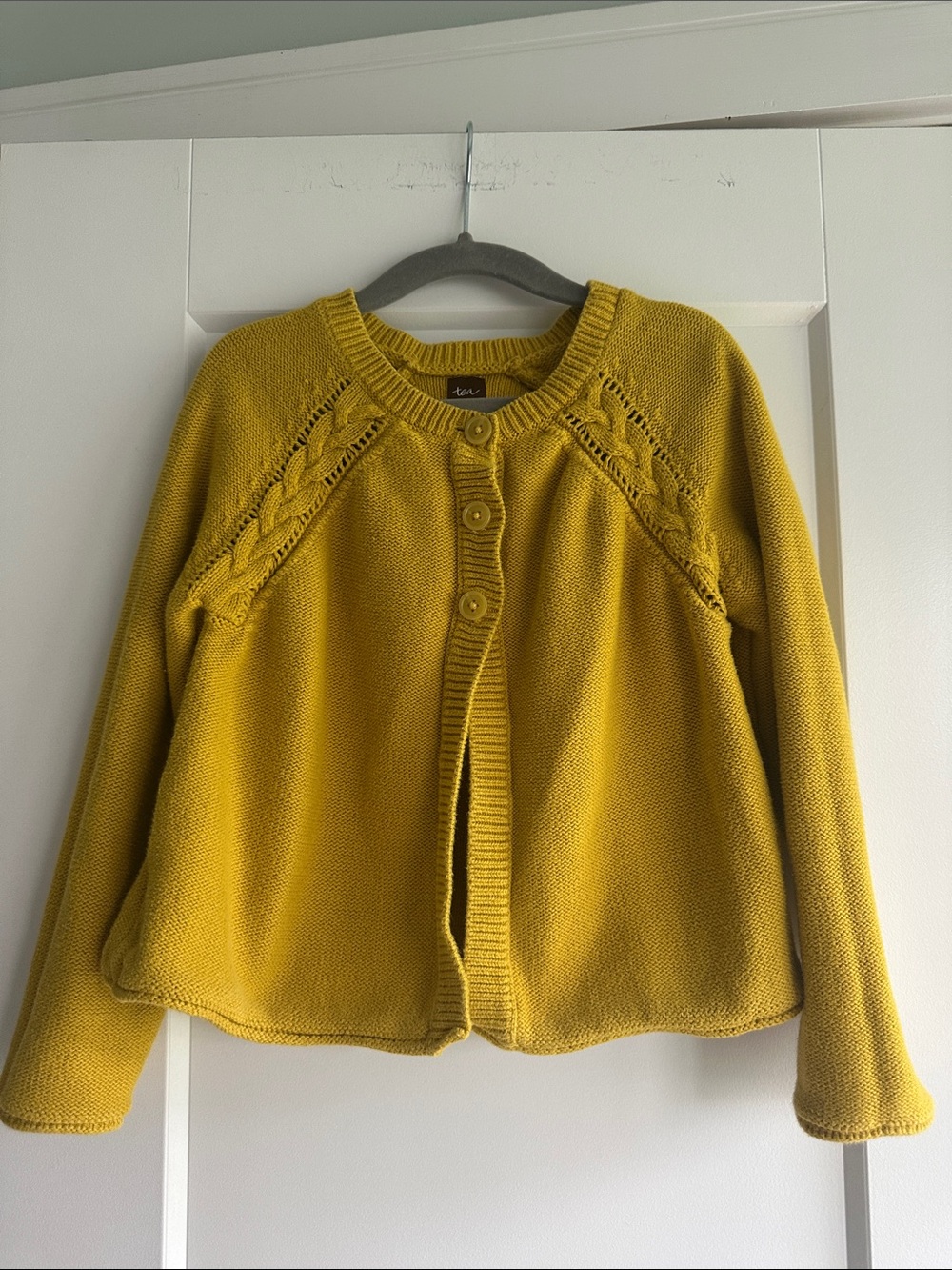 Tea Collection (medium) Mustard Yellow Button-Front Knit Cardigan Sweater